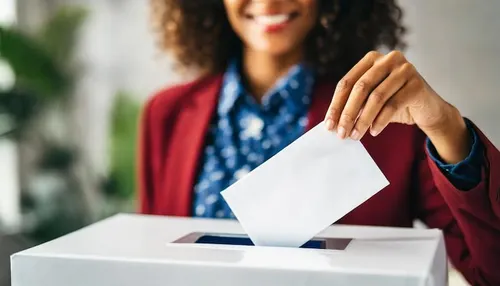 Une personne dépose son bulletin de vote dans l'urne.